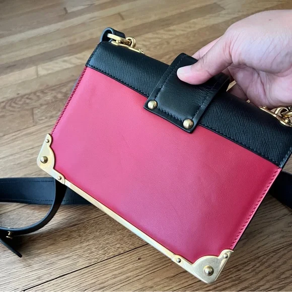 PRADA City Calfskin Saffiano Cahier Bag Fuoco Black - Picture 5 of 12